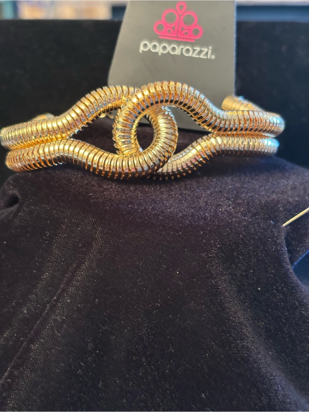 paparazzi Shimmering Gold Twisted Snake Cuff Bracelet